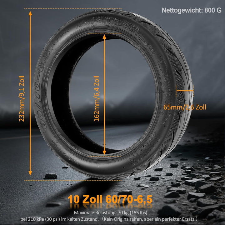 VOLOHAS 60/70-6.5 Tubeless Reifen mit Ventil für Segway Ninebot Max G30 Vorne/Hinten Scooter Reifen