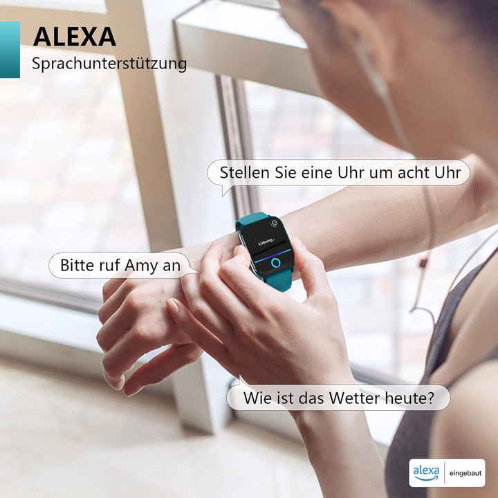 Smartwatch Herren mit Telefonfunktion, Alexa eingebaute, 1.8'' Fitnessuhr Damen mit Herzfrequenz, Sp