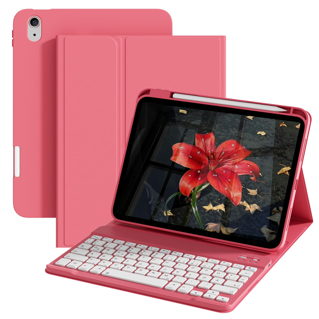 Hülle mit Tastatur für iPad A16 11 Generation2025/10 Generation 2022, (11/10.9 Zoll), 7-farbige Magn