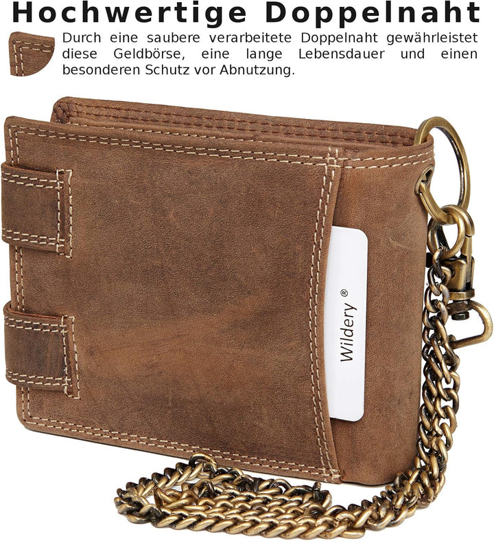Wildery® Geldbeutel mit Kette I Biker Geldbörse mit Kette Herren I Geldtasche mit RFID Schutz I Port