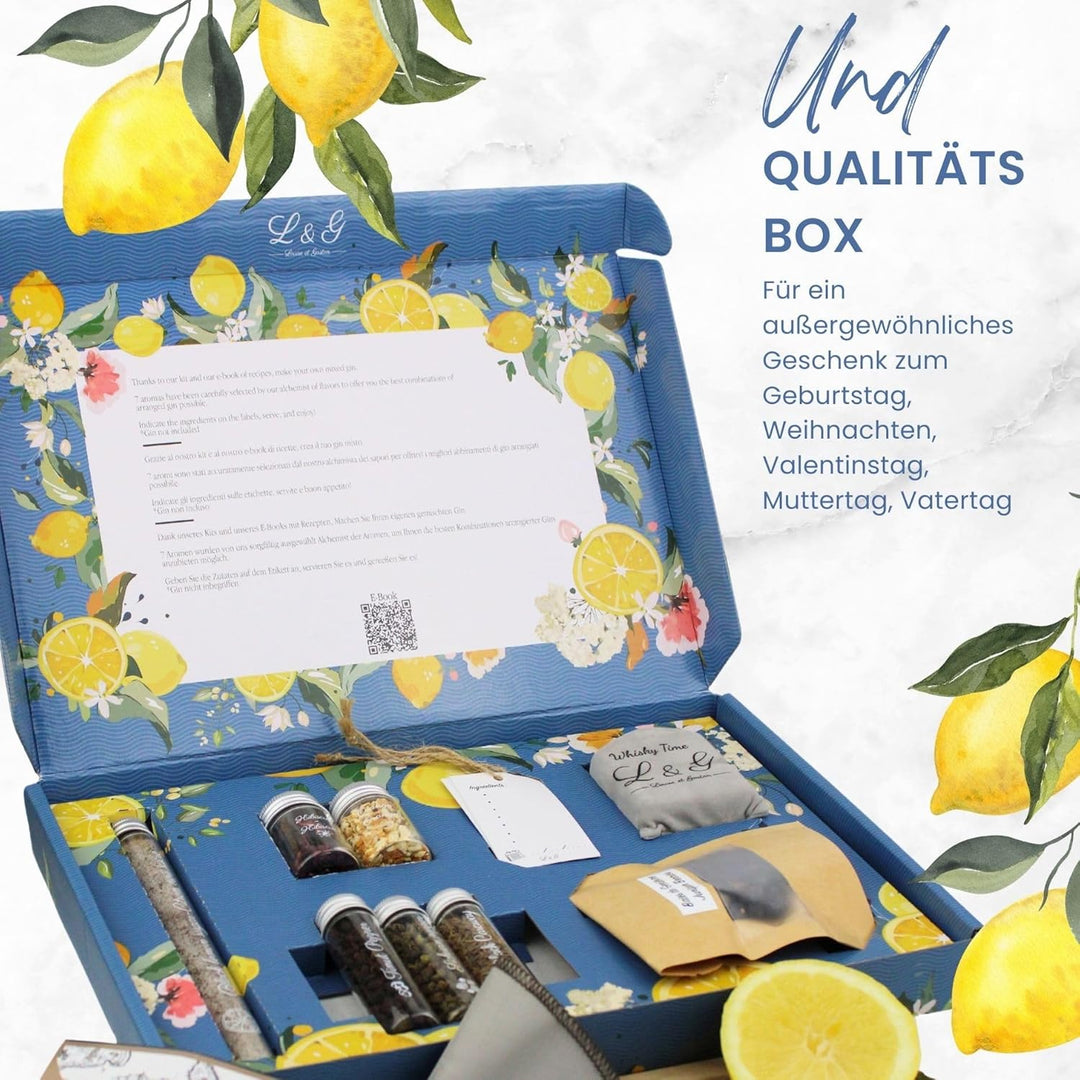 L&G® Entdecker-Set für DIY Gin mit einzigartigen Gewürzen - Exklusives Box Set für Männer/Frauen, Or