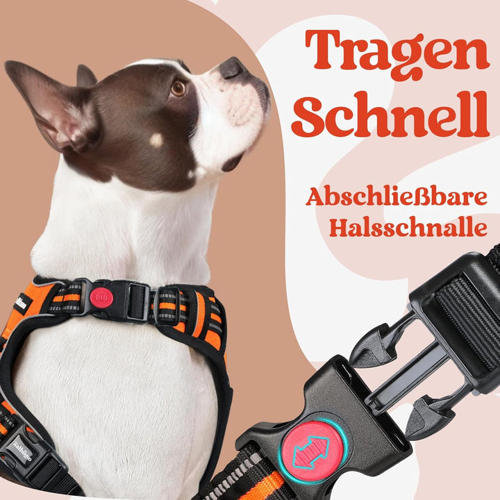 rabbitgoo Hundegeschirr Grosse Hunde, Verstellbare Geschirr Hund ohne Zug & Würgen, Anti Zug Hundege