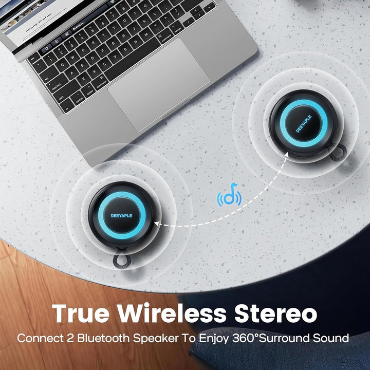 Deeyaple Bluetooth Lautsprecher Klein Tragbarer Musikbox 5.3 IPX7 Wasserdicht Kabellose Stereo Pairi