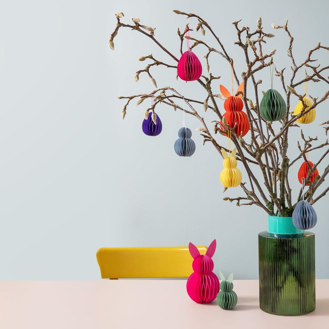 REMEMBER Baumschmuck Oval Nr 2, 6er Set, H 7 cm, Ø 6 cm – Dekorative Weihnachtsanhänger aus Papier f