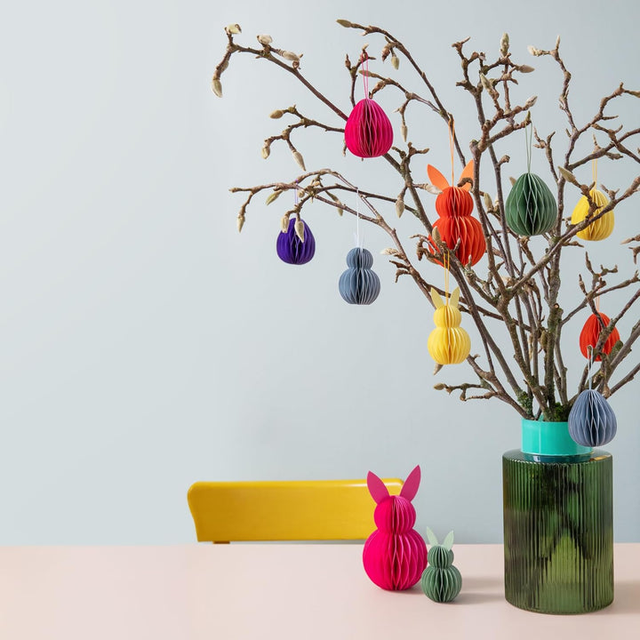 REMEMBER Baumschmuck Oval Nr 2, 6er Set, H 7 cm, Ø 6 cm – Dekorative Weihnachtsanhänger aus Papier f