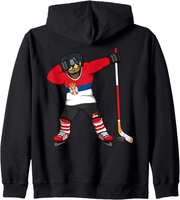 Dabbing Rottweiler Serbien Eishockey Fan Serbische Sport Kapuzenjacke