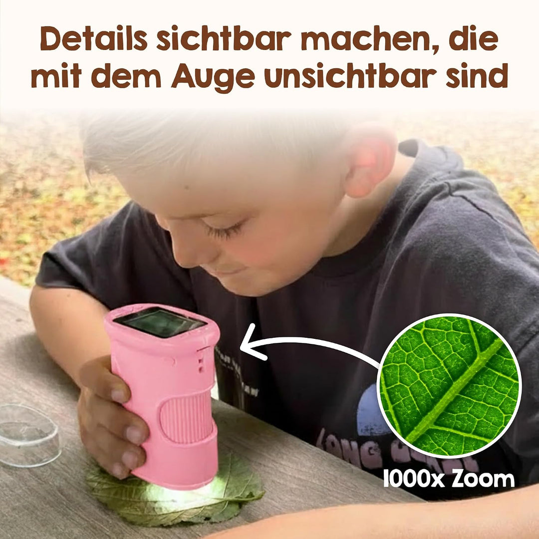 Edubini Digitales Mikroskop für Kinder [1000-fache Vergrösserung] - Tragbares Taschenmikroskop für G
