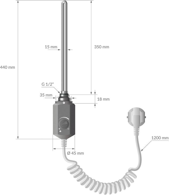 LuxeBath Badheizkörper Elektrisch mit Heizstab 900W Grosse Leistung - 500 x 1800 mm - Anthrazit - ge