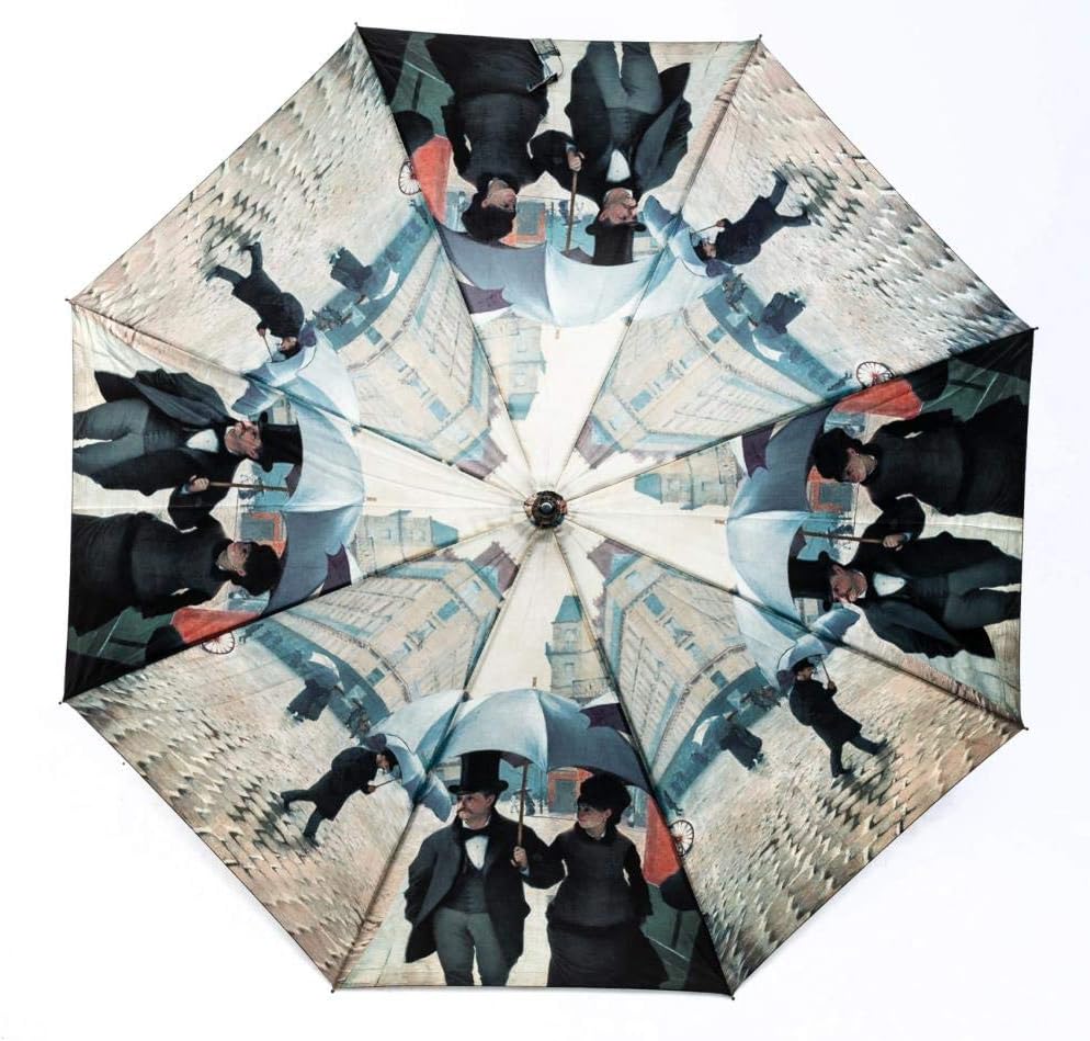 LUCKYWEATHER Regenschirm Stockschirm Damen/Herren Motiv Rainy Day in Paris Holzstock I Stockregensch