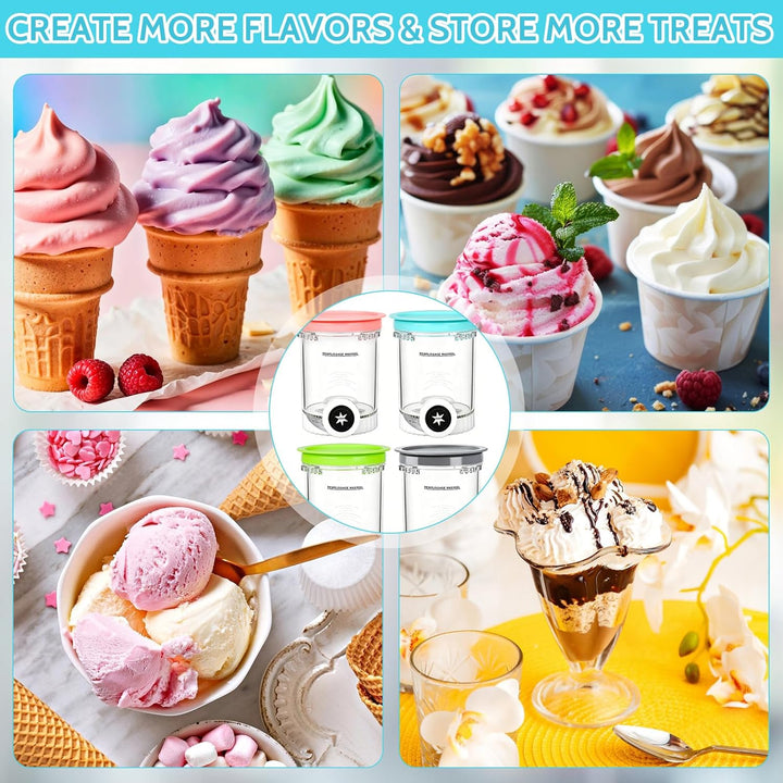 4er Set Behälter für Ninja Creami Swirl NC700 NC701EU, 480 ml Eisbehälter Ersatzbehälter mit farbige