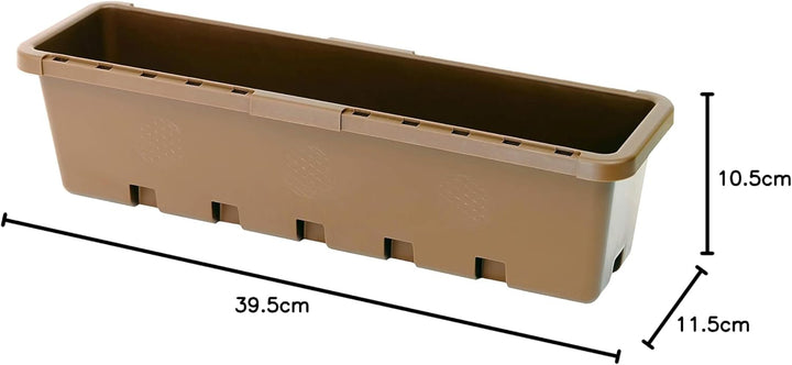 GreenLife Blumenbox 3 Stück Pflanzkasten Blumenkasten Balkonkasten (Terrabraun), Terrabraun
