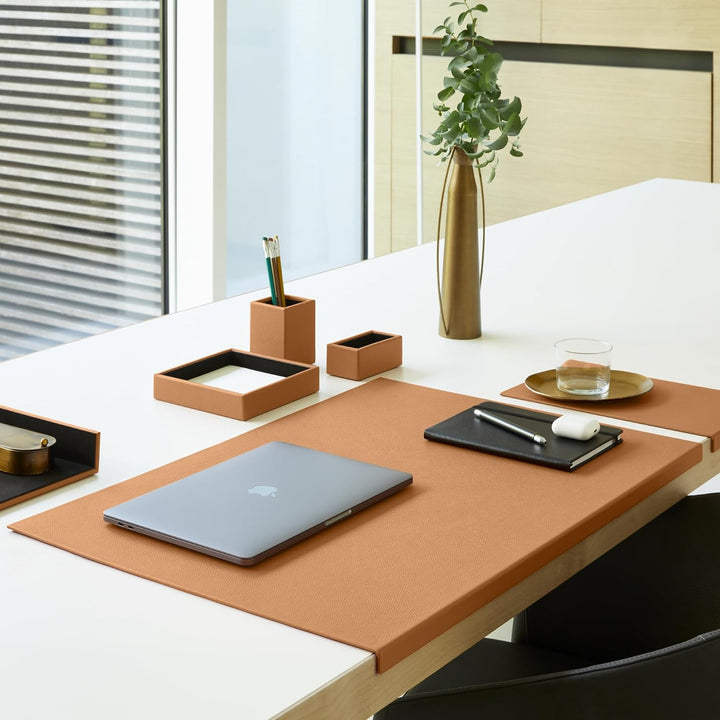 Eglooh - Atena - Taschenleerer aus echtem Leder Hell Braun - Schreibtisch-Organizer mit modernem Des