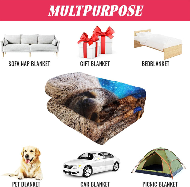 YISUMEI Decke 100x125 cm Kuscheldecken Sanft Flanell Weich Fleecedecke Bettüberwurf Faultier Holzmas