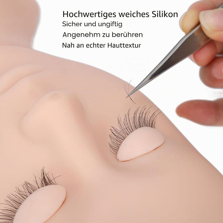 Wimpern-Schaufensterpuppenkopf, Wimpernverlängerungs-Schaufensterpuppenkopf, Silikon-Übungskopf mit