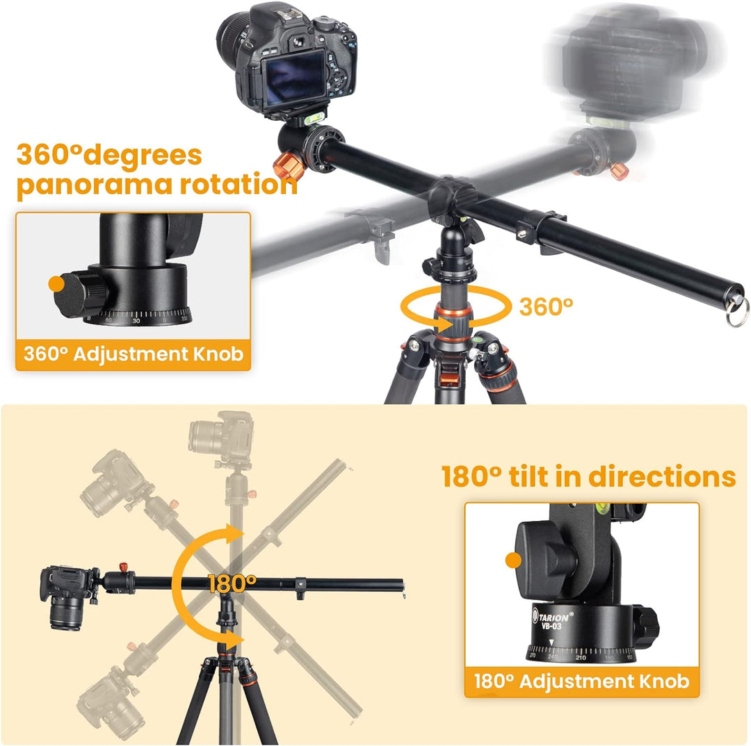 TARION Stativ Auslegearm Kamera Transversal Mittelsäule 57cm mit Stativtasche für 360° Panorama Aufn