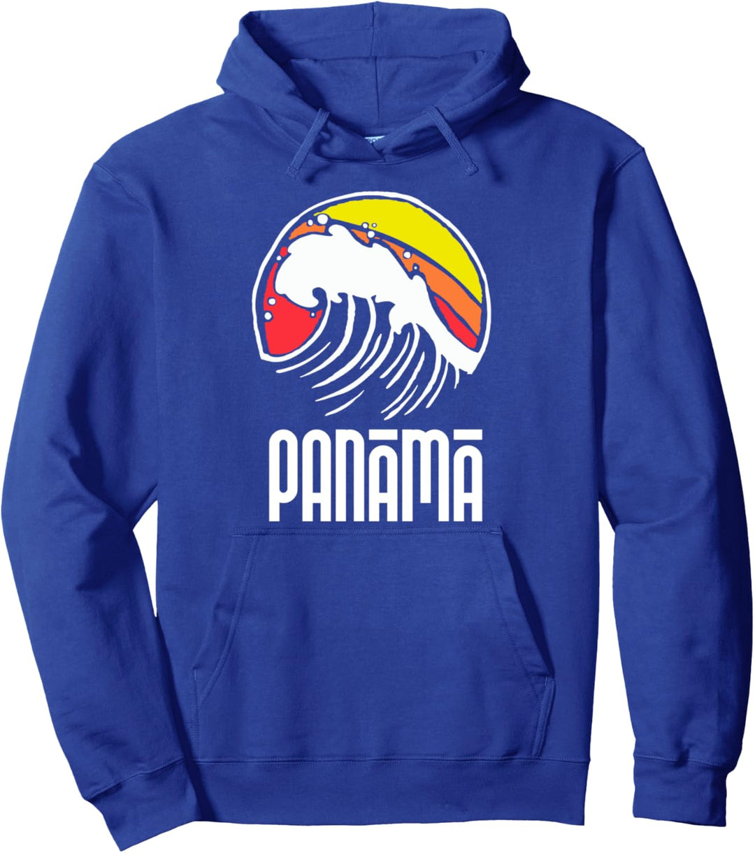 Panama Vintage 80s Retro Surfing Beach Wave Graphic Pullover Hoodie