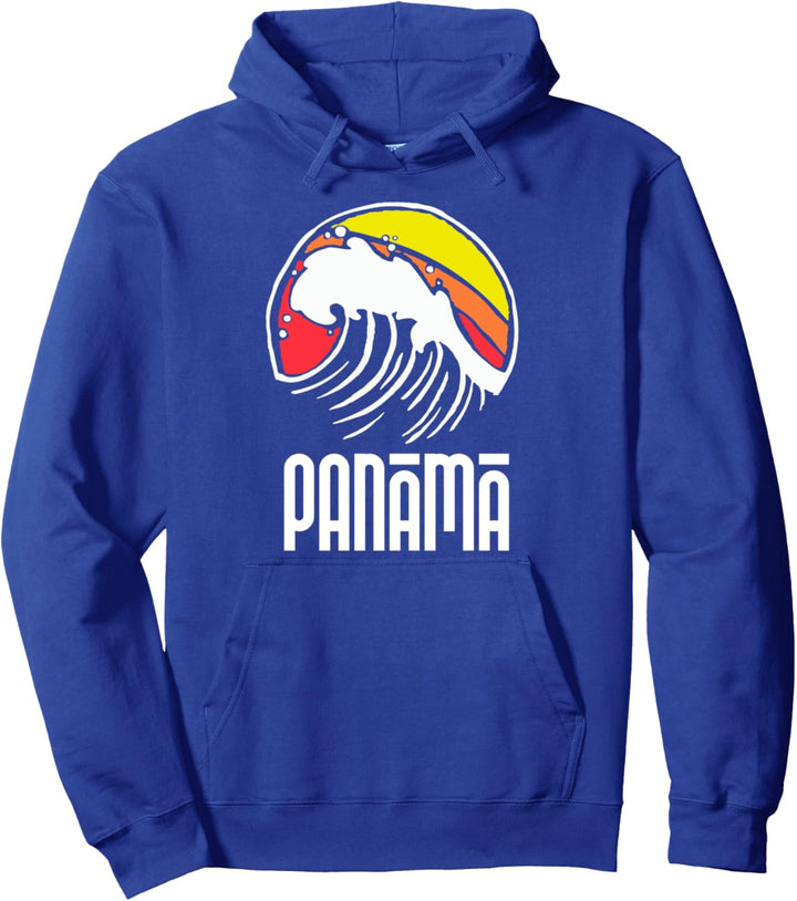 Panama Vintage 80s Retro Surfing Beach Wave Graphic Pullover Hoodie
