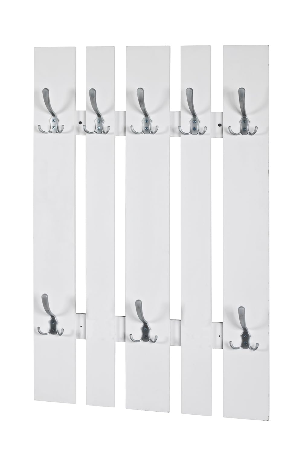 HAKU Möbel Wandgarderobe, MDF, weiss-edelstahloptik, T 9 x B 65 x H 100 cm 9 x 65 x 100 cm, 9 x 65 x