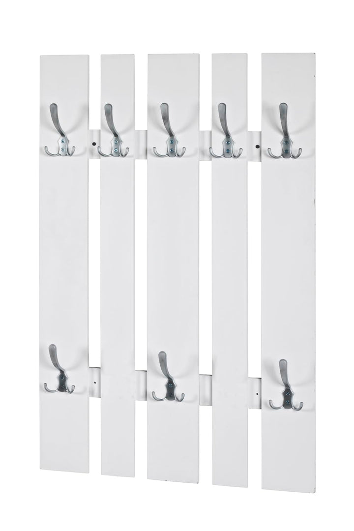 HAKU Möbel Wandgarderobe, MDF, weiss-edelstahloptik, T 9 x B 65 x H 100 cm 9 x 65 x 100 cm, 9 x 65 x