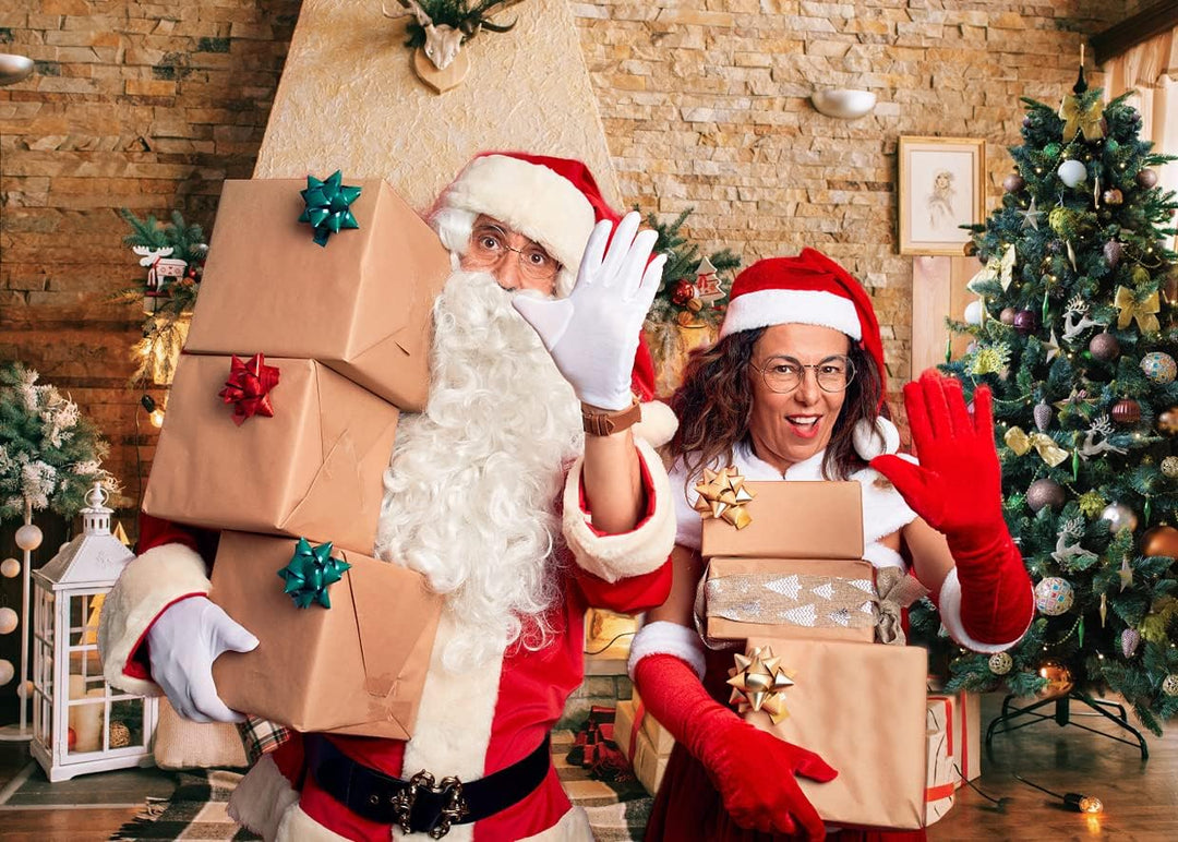AIIKES 8x6FT Weihnachten Kulissen für Fotografie Weihnachten Kamin Foto Kulissen Vinyl Weihnachtsbau