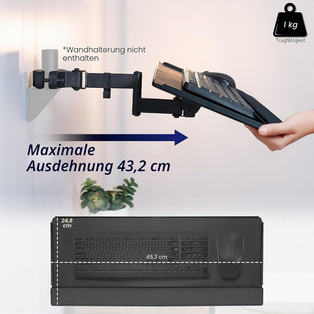 VIVO Steel Universal Full Motion Pole Mount, 26 Inch Keyboard and Mouse Tray, Ergonomic Tilt, 360 De