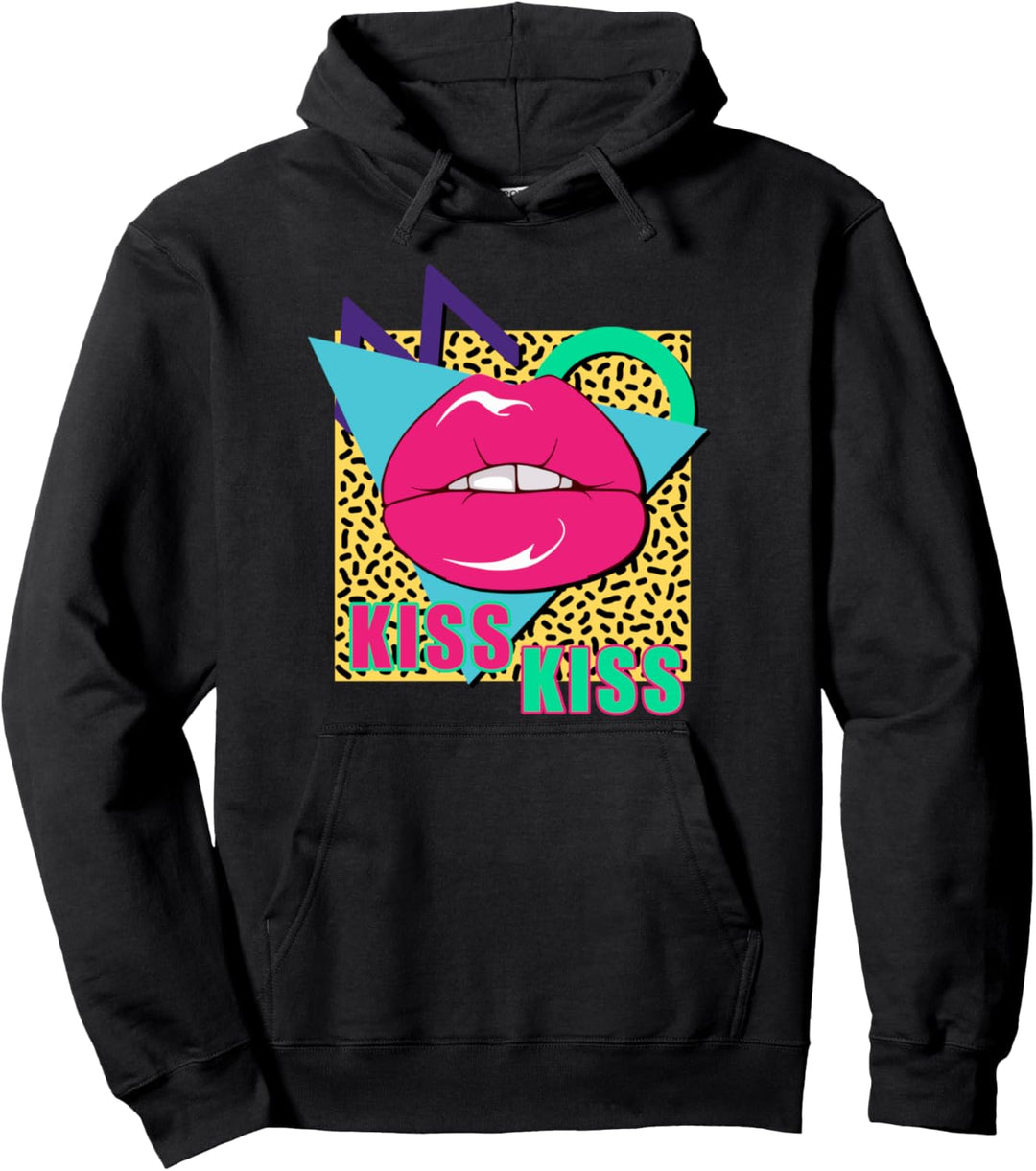 90er Retro Lippen Kiss Kiss Vintage Clothes 90s Aesthetic Pullover Hoodie