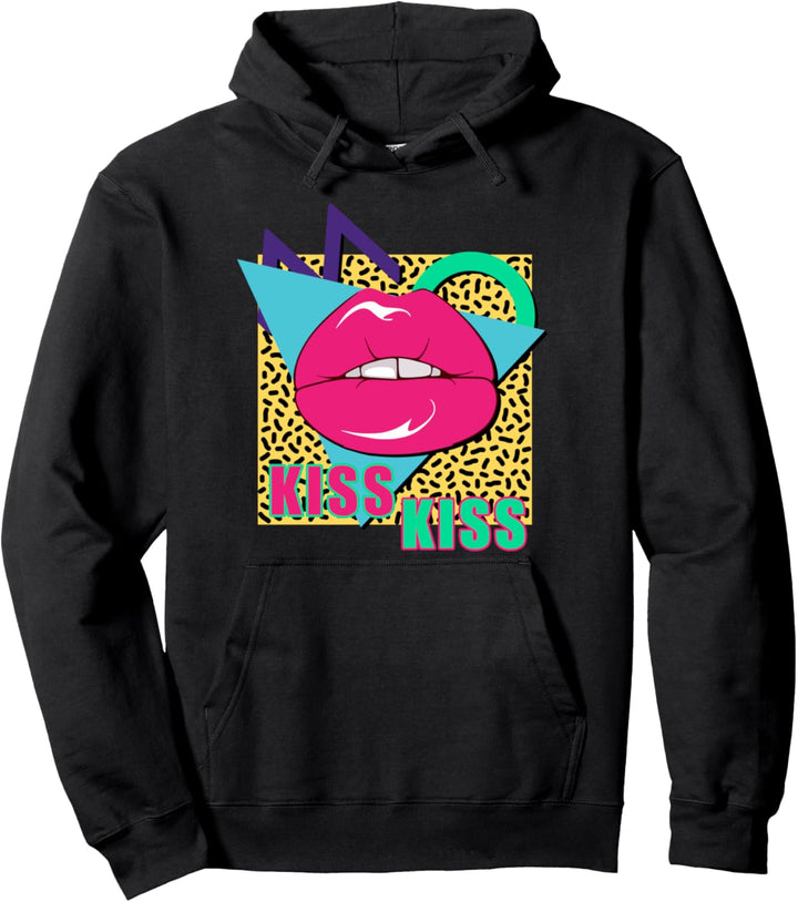 90er Retro Lippen Kiss Kiss Vintage Clothes 90s Aesthetic Pullover Hoodie