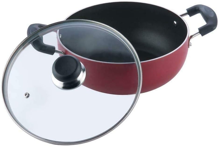 Vinod Zest Inducto Kadai mit Deckel, antihaftbeschichtet, induktionsfreundlich, Grösse: 28 cm Size: