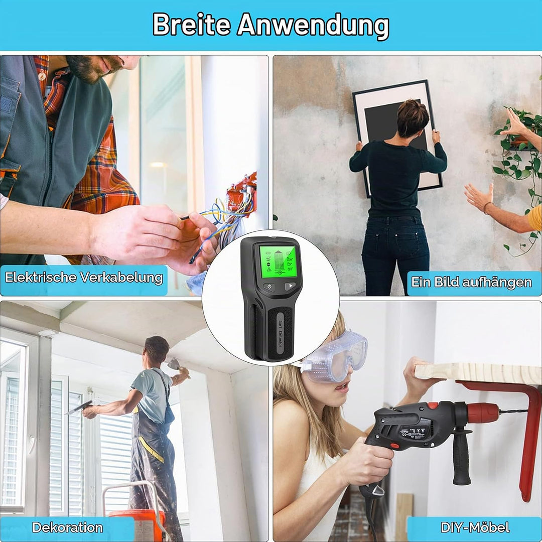 Leitungssuchgerät, 5 in 1 Leitungssucher Ortungsgerät Stromleitung Kabelfinder Strommessgerät Wand m