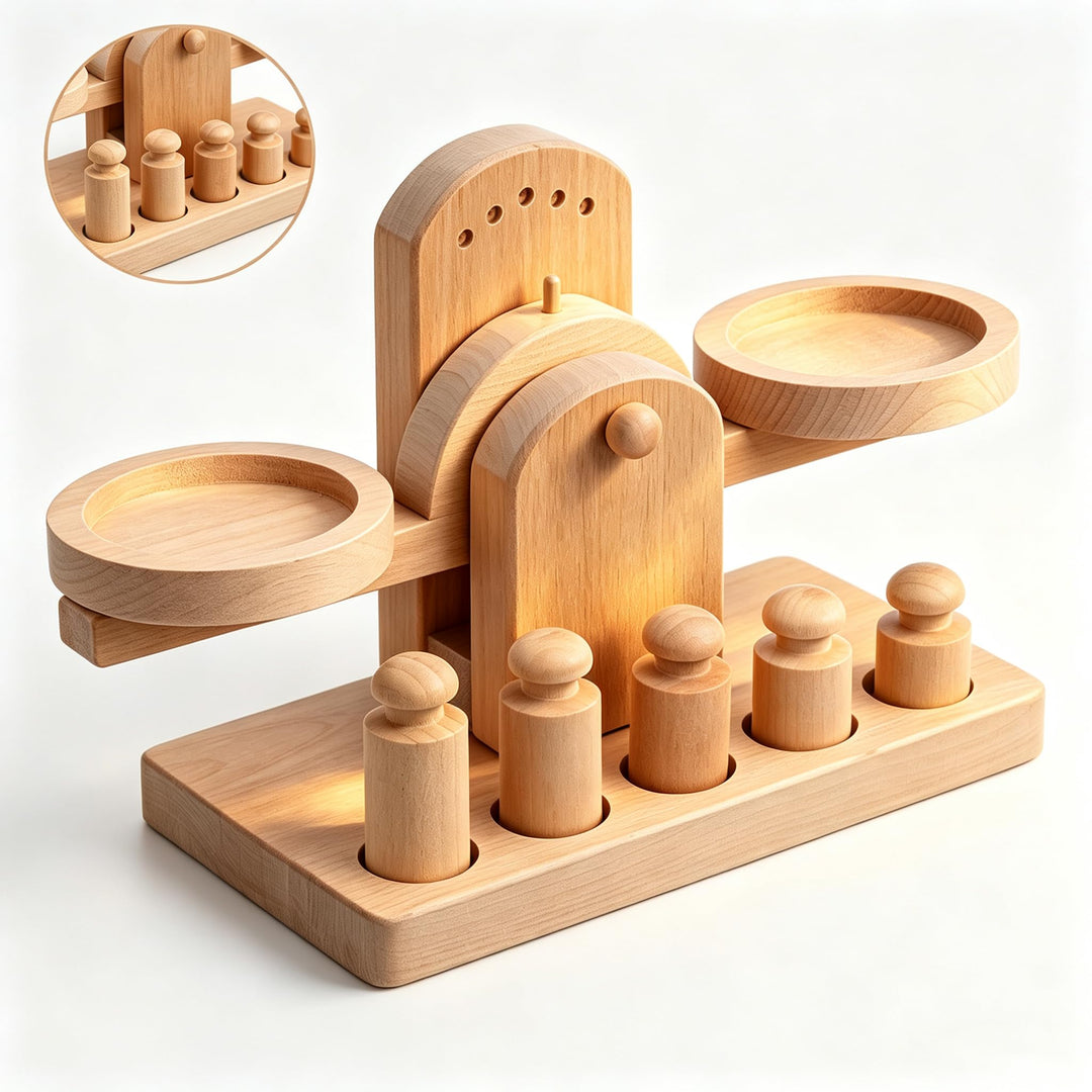 ibasenice Holzwaage Kinder Spielzeug, Montessori Lernspielzeug für Gleichgewicht & Gewicht, Pädagogi