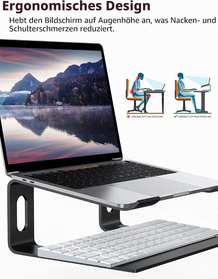 ALASHI Laptop-Ständer für Schreibtisch, Aluminium-Computer-Erhöhung, ergonomischer Notebook-Halter,