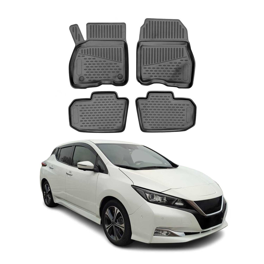 OMAC Gummimatten Fussmatten kompatibel mit Nissan Leaf 2017-2024 TPE Automatten Schwarz 4X Leaf 2017