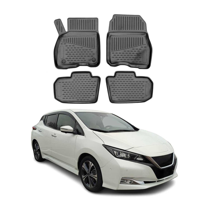 OMAC Gummimatten Fussmatten kompatibel mit Nissan Leaf 2017-2024 TPE Automatten Schwarz 4X Leaf 2017