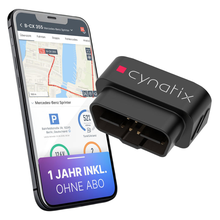 Cynatix GPS Tracker 1-Jahres-Komplettpaket ohne ABO für Auto, LKW, Transporter, Wohnmobil mit Echtze