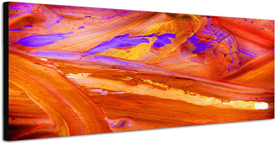Paul Sinus Art Panoramabild auf Leinwand und Keilrahmen 150x50cm Malerei abstrakt orange lila