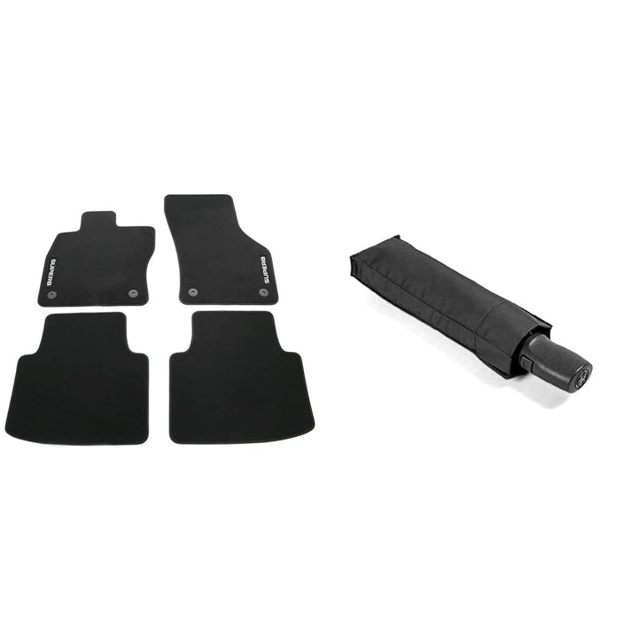 Skoda 3V1061404B Textil Fussmatten 4X Stoffmatten schwarz mit SUPERB Schriftzug & 000087600G9B9 Rege