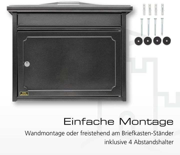 Burg-WÄCHTER Briefkasten ohne Zeitungsfach und Namensschild, Verzinkter Stahl, Einwurf-Format DIN C4