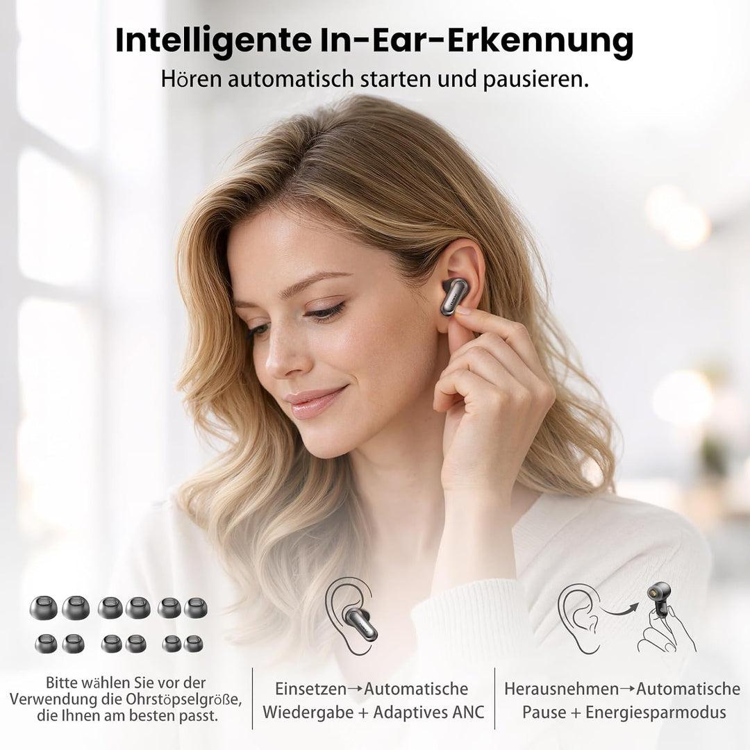 TOZO NC20 Bluetooth-Kopfhörer 6.0,6 Mics & ENC AI für kristallklare Anrufe,LDAC Hi-Res Audio,IPX8,Ve