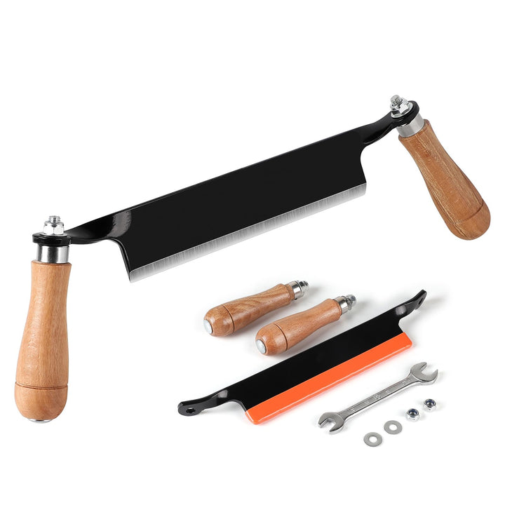 200mm Zugmesser für Holz, Gerade, Reifmesser mit Ergonomischen Holzgriffen und Klingenschutz, Rinden