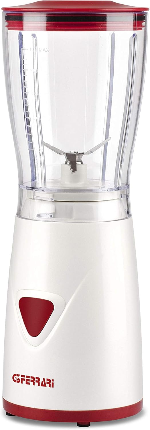 G3 Ferrari G20073 Mixer, 170 Watt, 500-cc-Kapazität, Pulse-Funktion, Edelstahlklingen, Weiss/Rot.