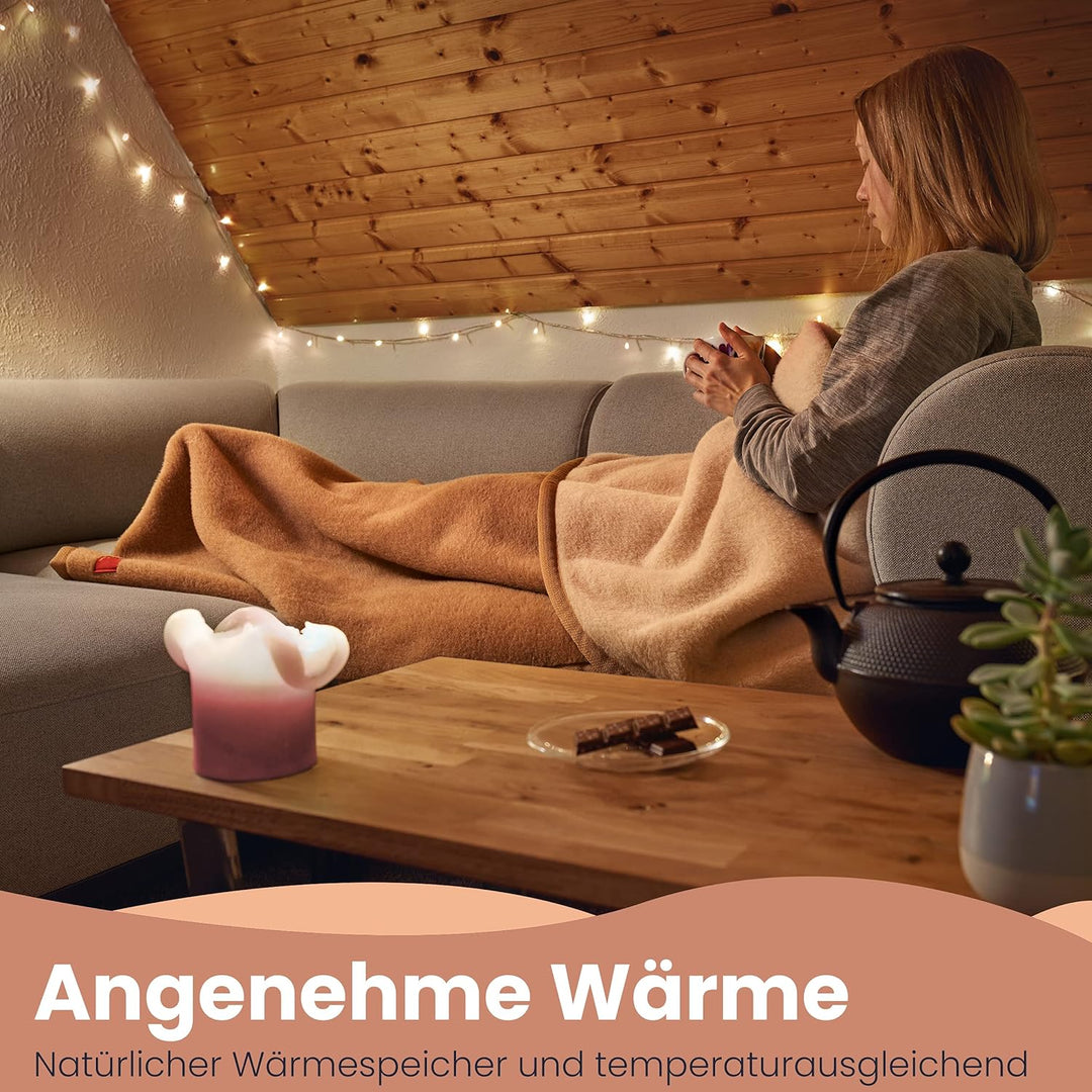 Ritter Decken Alpaka Decke weich Lima Star 150x220 cm Creme/Kamel 100% feinstes Alpaka (ungefärbt) a