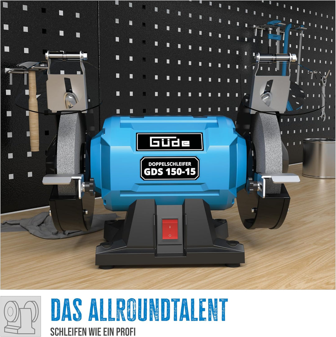 Güde Doppelschleifer GDS 150-15 (250 W, 2980 1/min Motordrehzahl, Grob- & Feinschleifscheibe 36|60 K