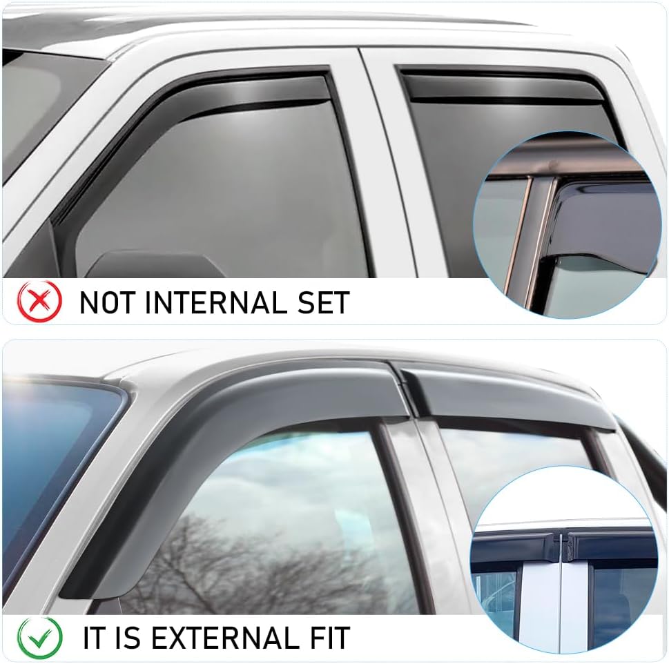 JHCHAN Winddeflektoren Windabweiser für Isuzu D-MAX 2012-2019 Doppelkabine Smoke Schwarze 4 Stück