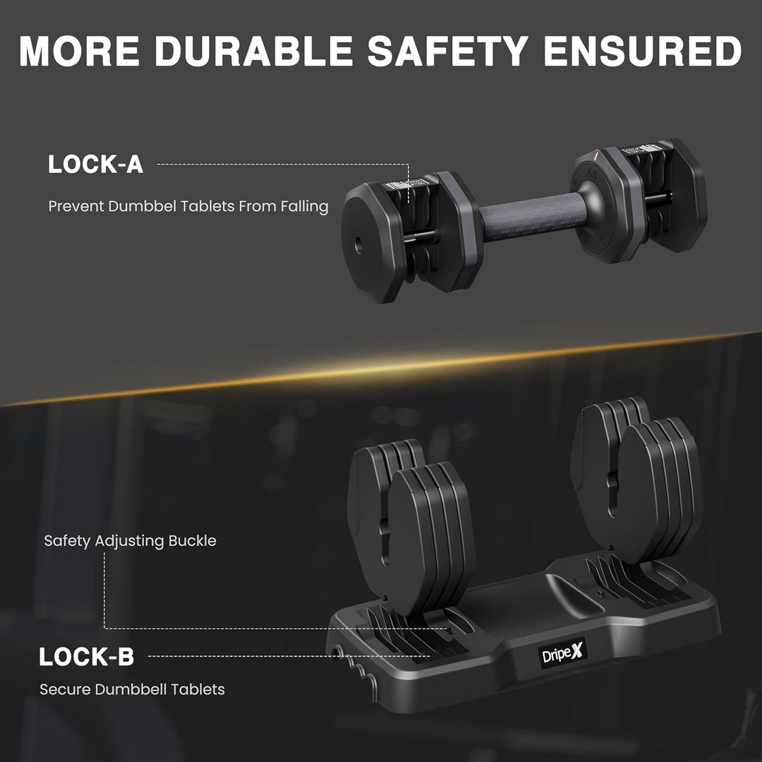 Dripex Verstellbare Kurzhanteln, 11kg/24,5kg/41kg Hanteln Set mit Anti-Rutsch Griff, Einstellbaren H