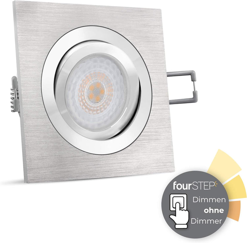 SSC-LUXon QF-2 LED Einbaustrahler Set schwenkbar flach mit fourSTEP Dimmen ohne Dimmer 5W warmweiss