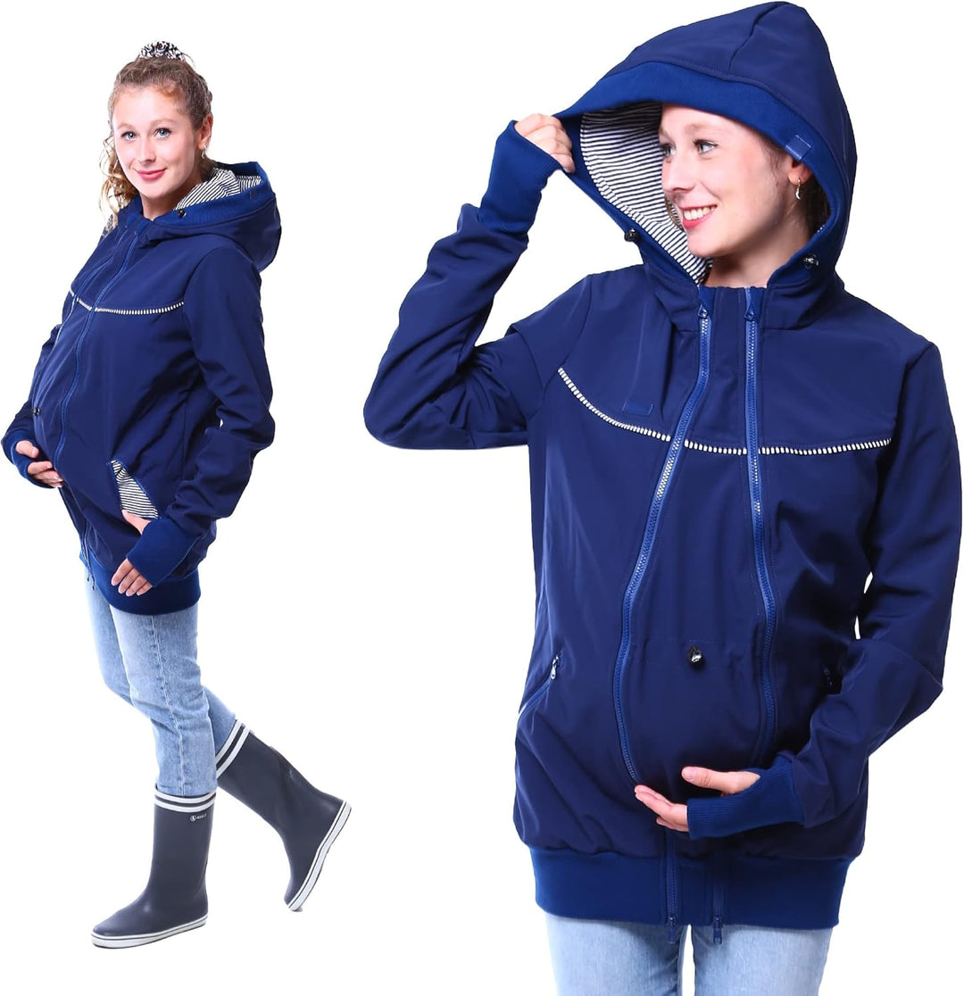 Viva la Mama 4in1 Tragejacke für Tragen auf dem Rücken oder der Brust, Softshell, Umstandsjacke + Kä