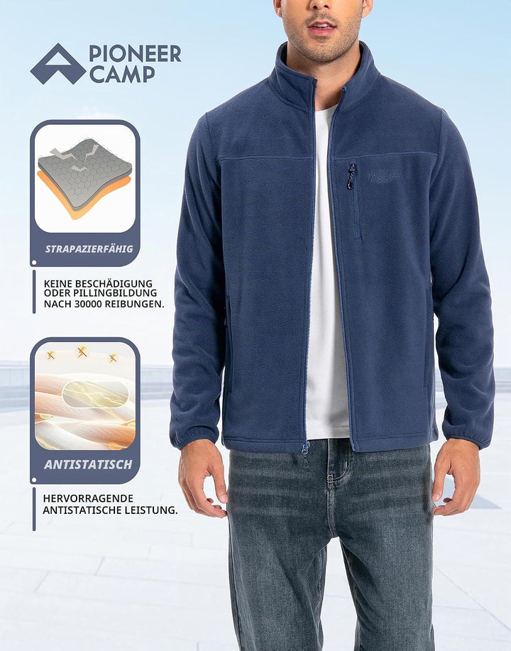 Pioneer Camp Herren Fleecejacke Full Zip Outdoor Polar Leicht Winddicht Jacke mit Reissverschluss M