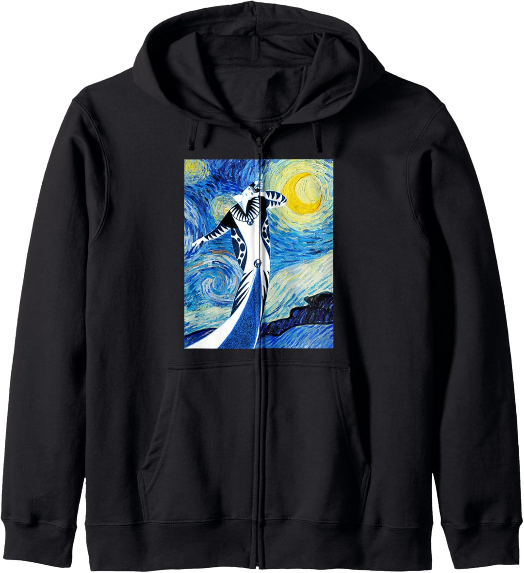 Van Gogh Starry Night Vintage Art Deco Fashion Illustration Kapuzenjacke
