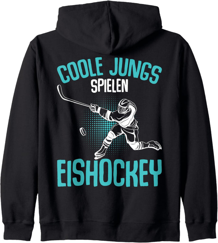 Coole Jungs spielen Eishockey Hockey Eishockeyspieler Jungen Kapuzenjacke