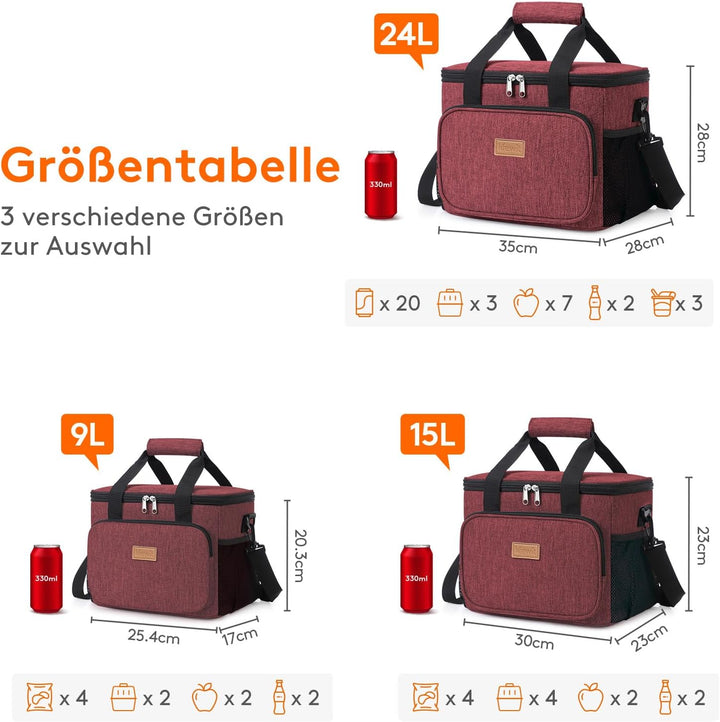 Lifewit 15L 24 Dosen Kühltasche klein unterwegs, Isolierte Cooler Bag Lunchtasche faltbar für Herren
